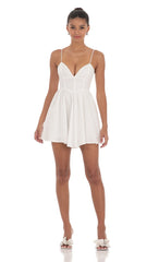 Corset Fit and Flare Dress in White