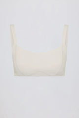 Soft Active Seam-Detail Sports Bra in Cream
