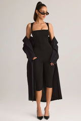Modal Square-Neck Bodycon Capri Jumpsuit in Black