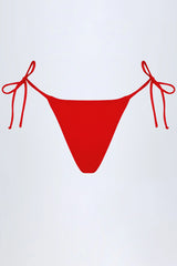 Side-Tie Cheeky Bikini Bottoms in Fiery Red