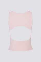Soft Active Boat-Neck Open-Back Tank Top in Ballet Pink