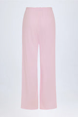 Pointelle Mid-Rise Straight-Leg Trousers in Baby Pink