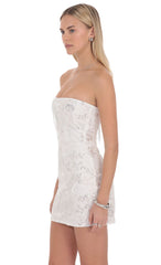 Sequin Strapless Mini Dress in White