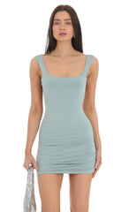 Open Back Bodycon Dress in Seafoam Blue