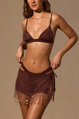 Low-Rise Mini Skirt in Espresso Brown