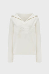 Ribbed Knit Oversized Hoodie in Ivory