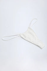 Broderie Anglaise Drawstring Bikini Bottoms in White