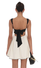 Scallop Hem Fit and Flare Dress in White