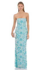 Masha Sequin Maxi Dress in Blue
