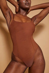 Soft Mesh Bodysuit in Chestnut