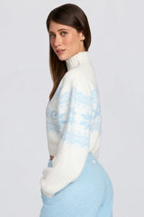 Jacquard-Knit Cropped Jumper in Ivory