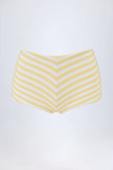 Mid-Rise Hot Pants in Lemon Yellow Stripe