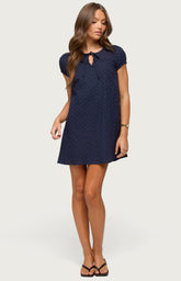 Edikted Mariella Lace Eyelet Mini Dress