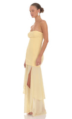 Strapless Layered Maxi Dress in Yellow