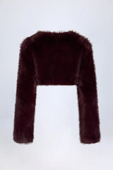 Faux Fur Cropped Bolero in Wine