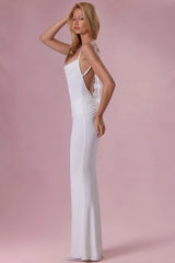 Premium Jersey Draped Gown in White