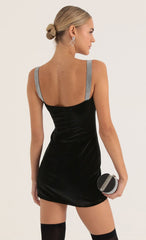 Velvet Hook and Eye Dress in Black