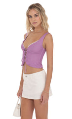 Polka Dot Front Tie Vest Top in Purple