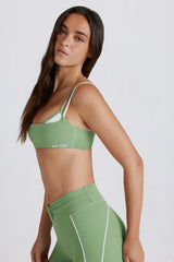 Soft Active Twist-Back Layered Sports Bra in Green