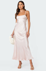 Edikted Vienna Open Back Satin Maxi Dress