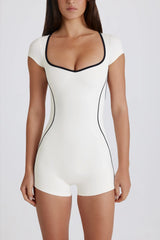 Soft Active Open-Back Unitard in Ivory