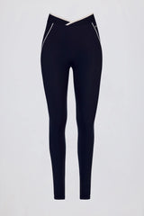 Soft Active Crossover Contrast Leggings in Classic Navy