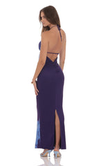 Floral Rhinestone Maxi Dress in Purple