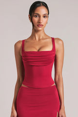 Square-Neck Top in Cherry Red