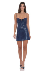 Foil Embellished Dress in Navy