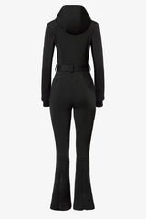 Waterproof Hooded Fitted Ski Suit in Black