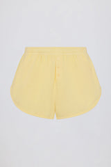 Button-Detail Mid-Rise Shorts in Lemon