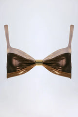 Ruched Bikini Top in Bronze Gold