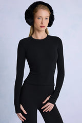 Thermal Long Sleeve Top in Black