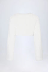 Faux Fur Cropped Bolero in White