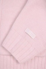 Soft Knit Zip-Up Cropped Hoodie in Soft Pink