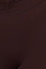 Soft Active Ruched Flared Trousers in Espresso