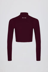 Soft Active Zip-Up Cropped Jacket in Burgundy