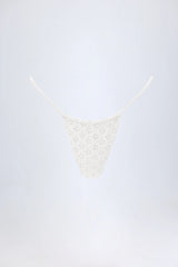 Broderie Anglaise Drawstring Bikini Bottoms in White