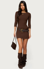 Edikted Jadey Boat Neck Mini Dress