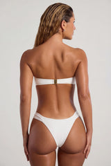 Bead-Embellished Wide-Strap Cheeky Bikini Bottoms in Ivory
