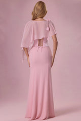 Premium Chiffon Cape in Blush Pink