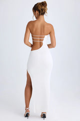 Cut-Out Bandeau Maxi Dress in White