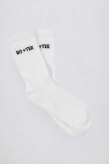 Ribbed Half-Crew Socks in White