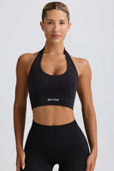 Define Luxe Halterneck Sports Bra in Black