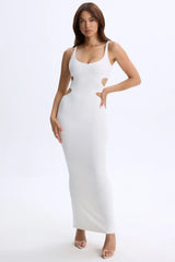 Modal Plunge Cut-Out Maxi Dress in White