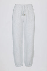Brushed Cotton Jersey Mid-Rise Relaxed Joggers in Grey Marl