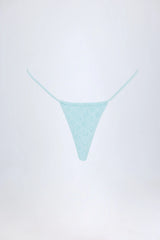 Broderie Anglaise Drawstring Bikini Bottoms in Powder Blue