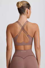 Soft Active V-Neck Sports Bra in Mocha