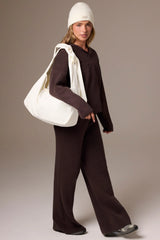 Corduroy Bow Tote Bag in Ivory