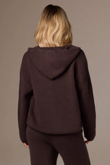 Ribbed Knit Oversized Hoodie in Pecan